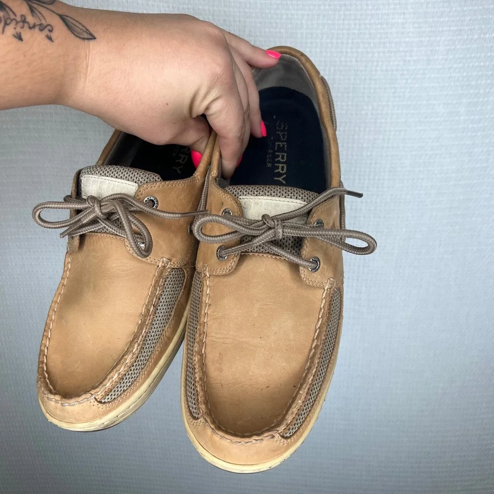 Sperry Top-Sider Billfish Tan Leather Mesh Boat Shoes Mens 11.5 M 0771246